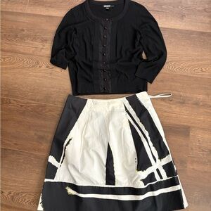 DKNY Black and White Skirt Set